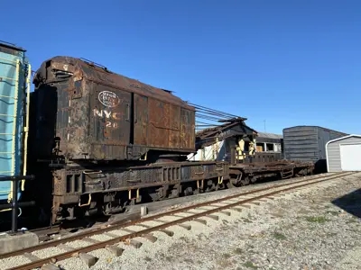 NYC wrecker crane X-28 in the National New York Central Railroad Museum's rolling stock yard