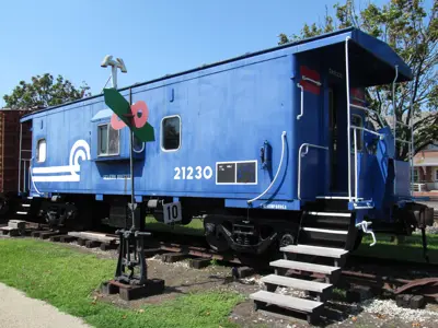 Blue Conrail caboose at the National New York Central Railroad Museum