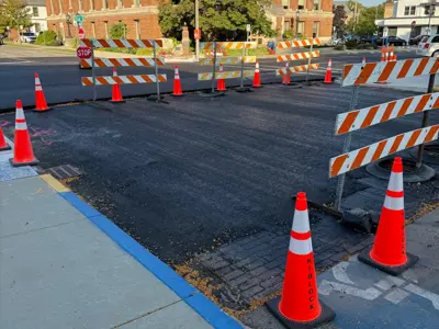 Closed Street with Orange Cones