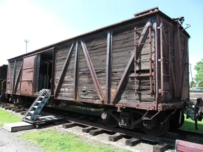 Photo of a Pennsylvania Railroad wooden boxcar from the collection of the NNYCRRM