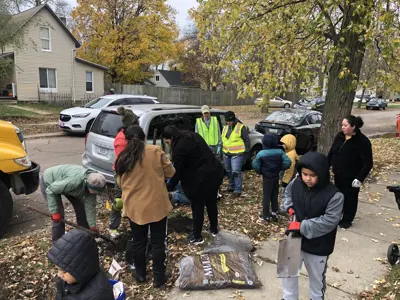 Community members planting street trees