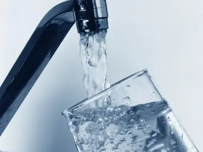 water pouring from a faucet