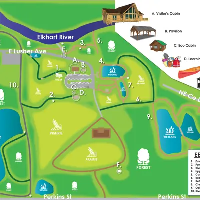Trail map of the Elkhart Environmental Center