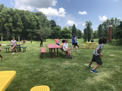 Kids playing tail tag at EEC